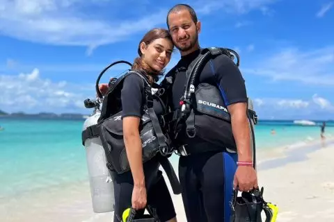 Coral Island and sunset at Promthep Cape